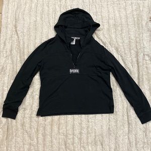 Pink Victoria’s Secret black hoodie zip up long sleeve size large